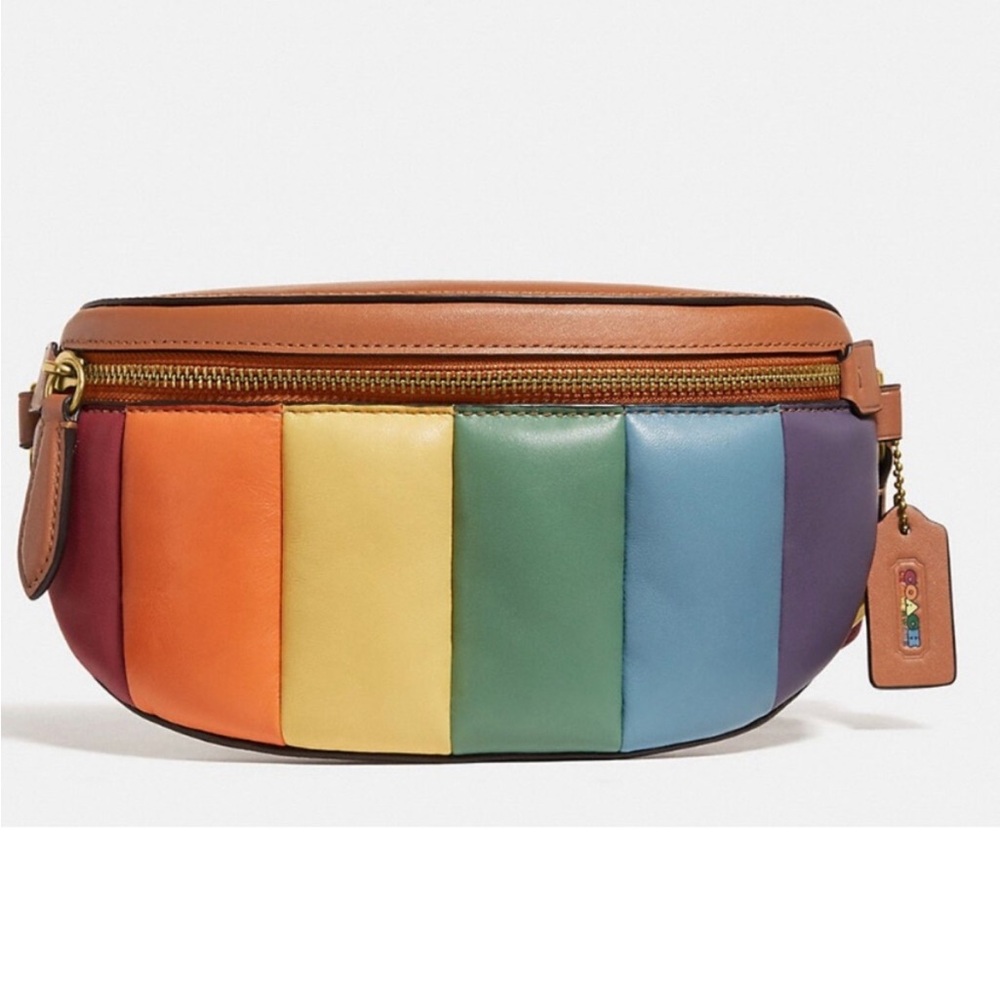 Coach Bethany Rainbow Quilted Puffy Belt Bag Fanny Pack Hip Bag